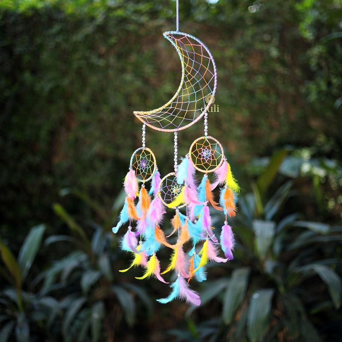 duli Moon Crescent Dream catcher Handmade Wall Hanging for Home Cafe Party Decor Feather Dream Catcher-picture-19