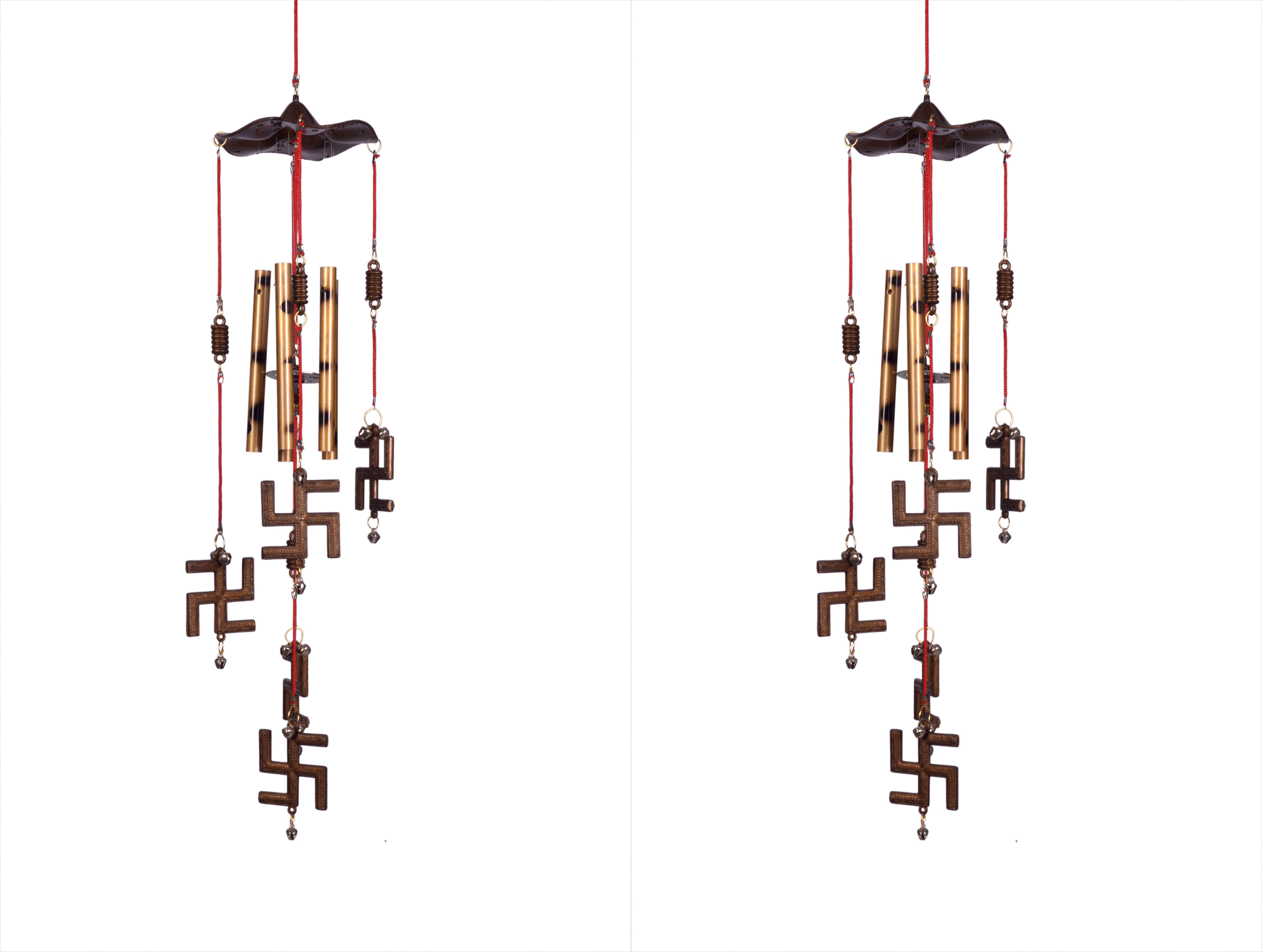 lucky n awesome Lucky Antique Swastik Wind Chimes For Positivity & Gifting (Pack of 2) Aluminium Windchime-picture-38