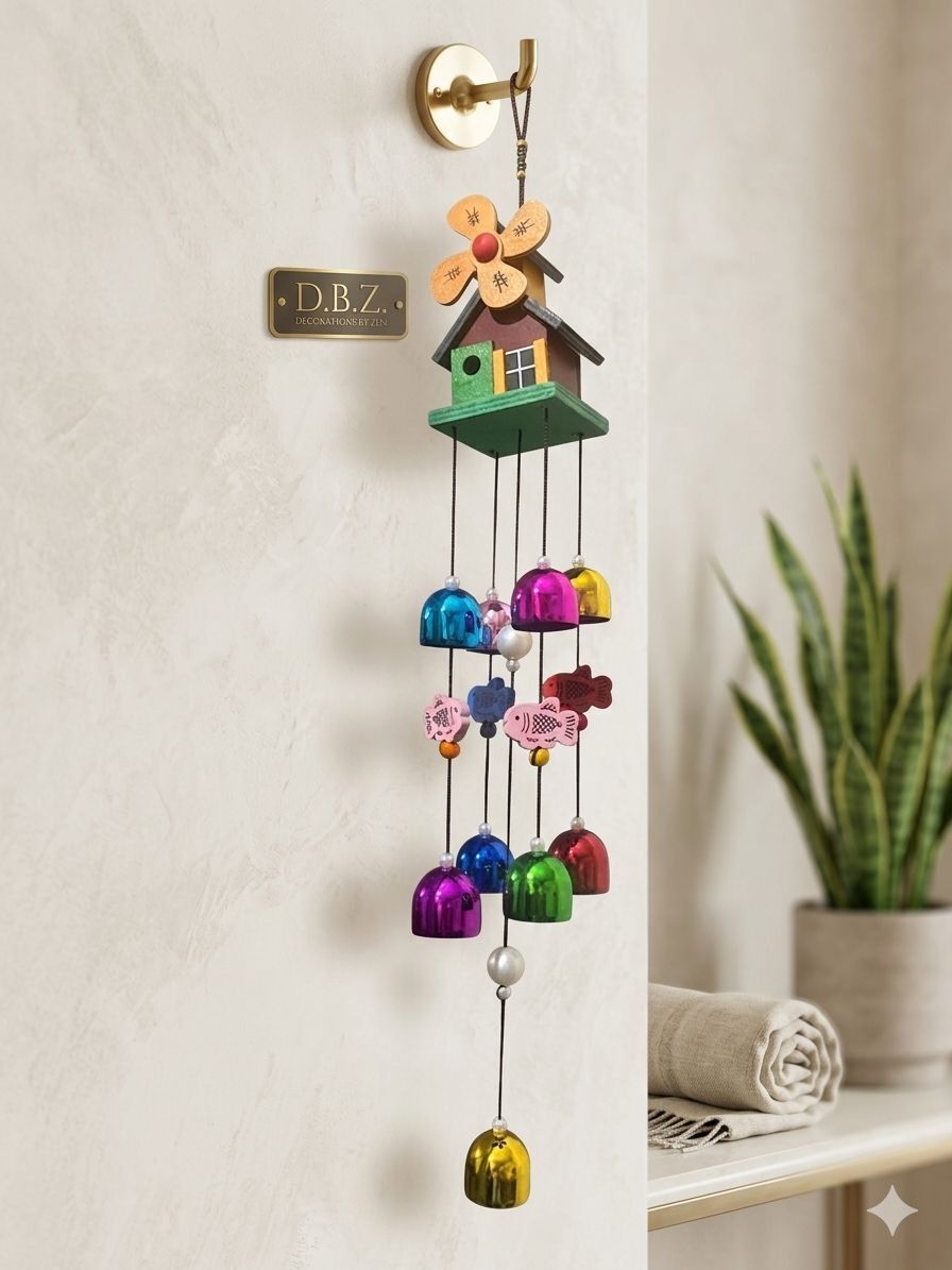 d.b.z. Wind Chime Home Decor Items Feng Shui for Balcony, Bedroom & Living Room Wood Windchime-picture-24