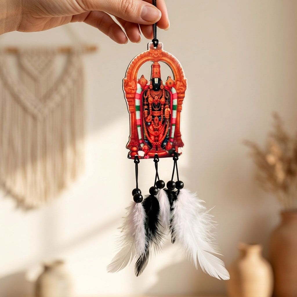 shrivarni creation Tirupati Balaji Car Hanging Acrylic Rear View Mirror Decor Plastic Dream Catcher-picture-42