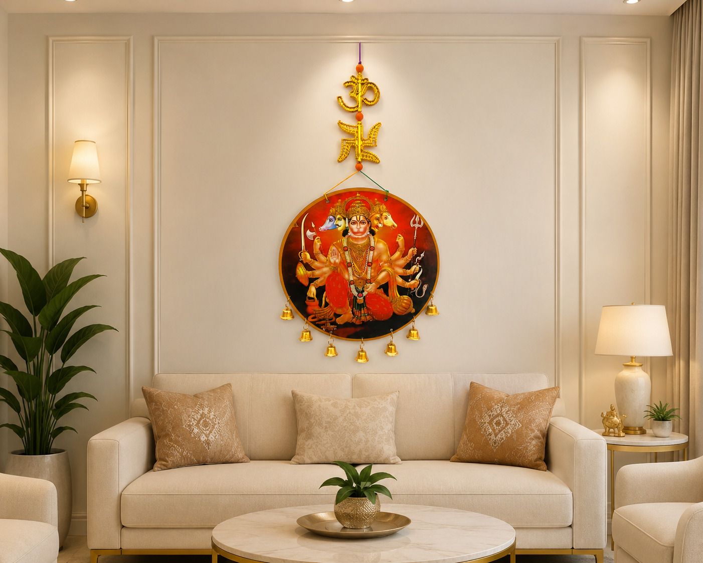 Panchamukhi Hanumanji Bajrangbali Anjaneya Pavanputra, Maruti Mahavir mdf board Wood Windchime-image-17