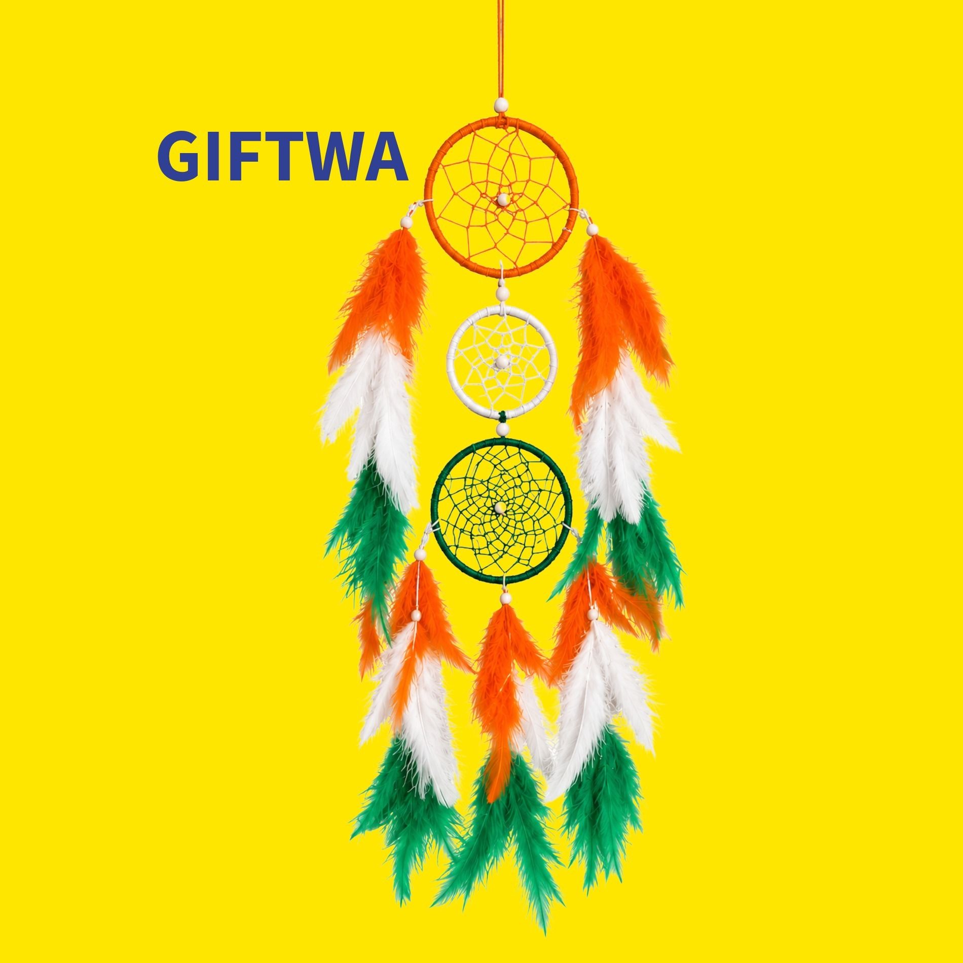 giftwa Dream Catcher with Triple Ring Design for Bedroom, Living Room & Kids Room Stainless Steel, Feather Dream Catcher-picture-29