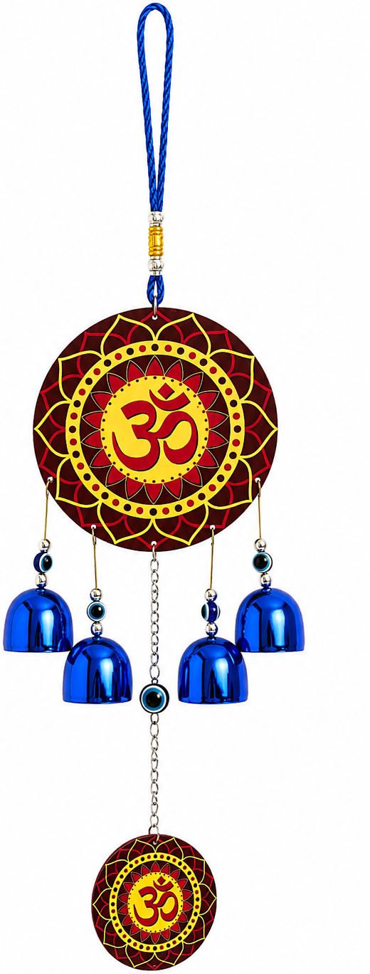 butee Decorative Om Hanging Bell with Evil Eye Protection for Home Entrance Decor Copper Windchime-picture-32