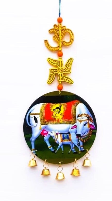 adhyans Kamadhenu Gau Mata Surabhi Matrika Nanda Kapila Wall Hanging Wood Windchime-picture-35