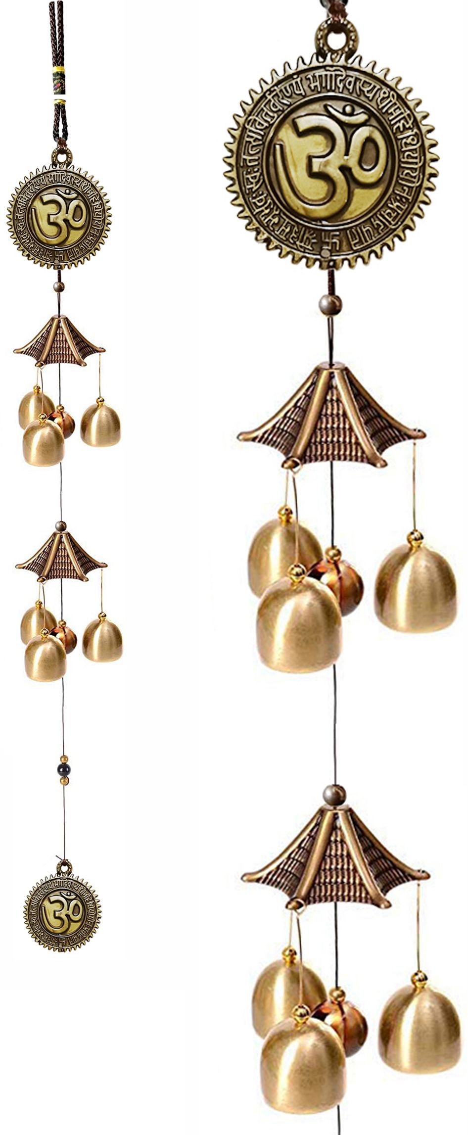6 Bell Feng Shui Positive Energy Wind Chimes for Home Decoration with Good Sound Brass, Plastic Windchime-image-36