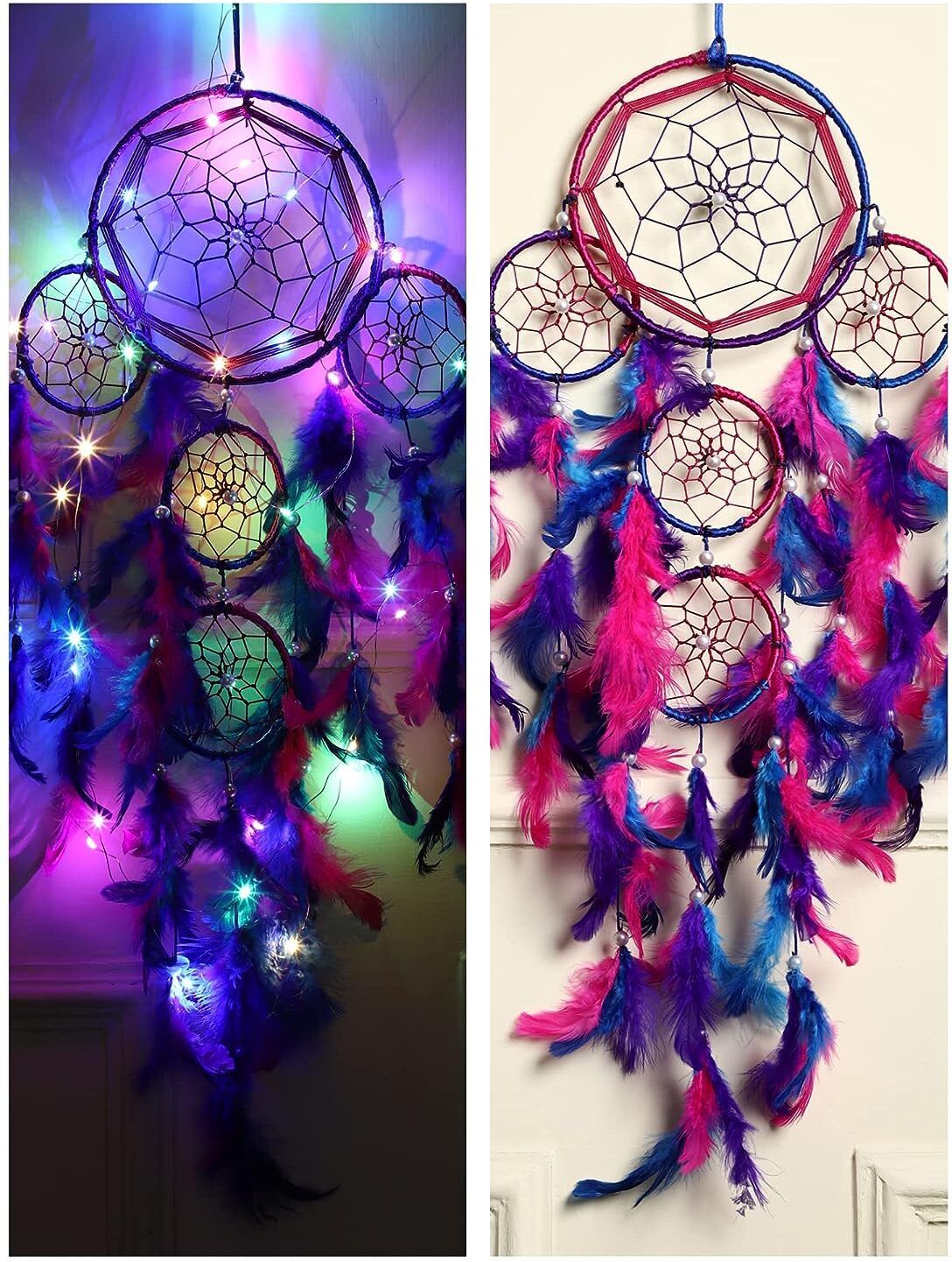 Dream catcher with Lights Car & Wall Hanging for Home Balcony Garden Decor Nylon Dream Catcher