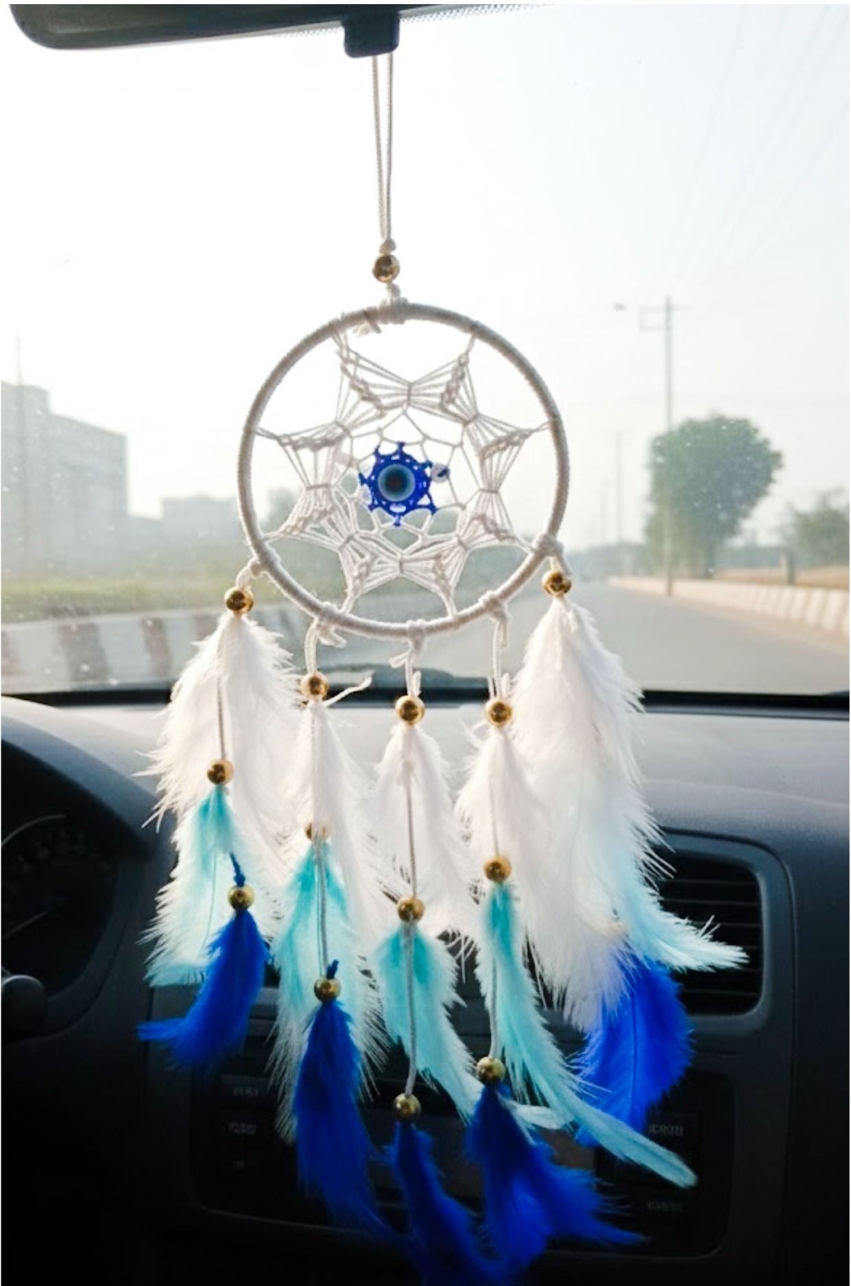 giftwa Dreamcatcher Car Hanging |Handmade Feather Dream Catcher|Evil Eye Dream Catcher Feather Dream Catcher-picture-45