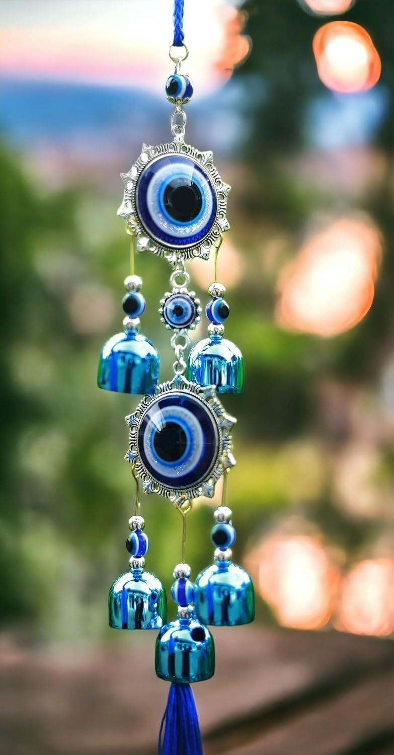 hunaysa Blue Evil Eye Wind Chime Glass Windchime-picture-45