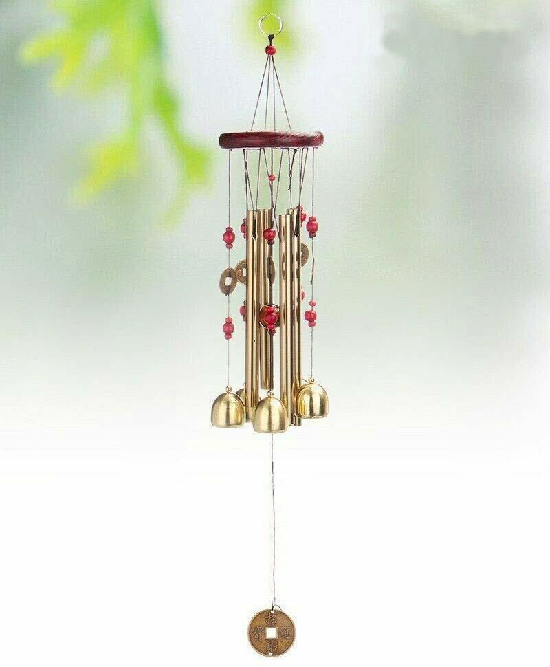 Metal long pipe WindChime Metal Hanging Bell Tube Home Decor for Positive Energy Brass Windchime-image-9