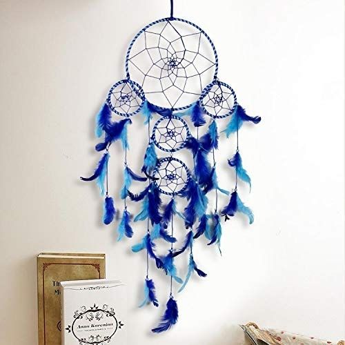 Traditional Indian Dream catcher Wall Art for Bedrooms,Home Wall Hanging Design Feather, Wool Dream Catcher-image-2