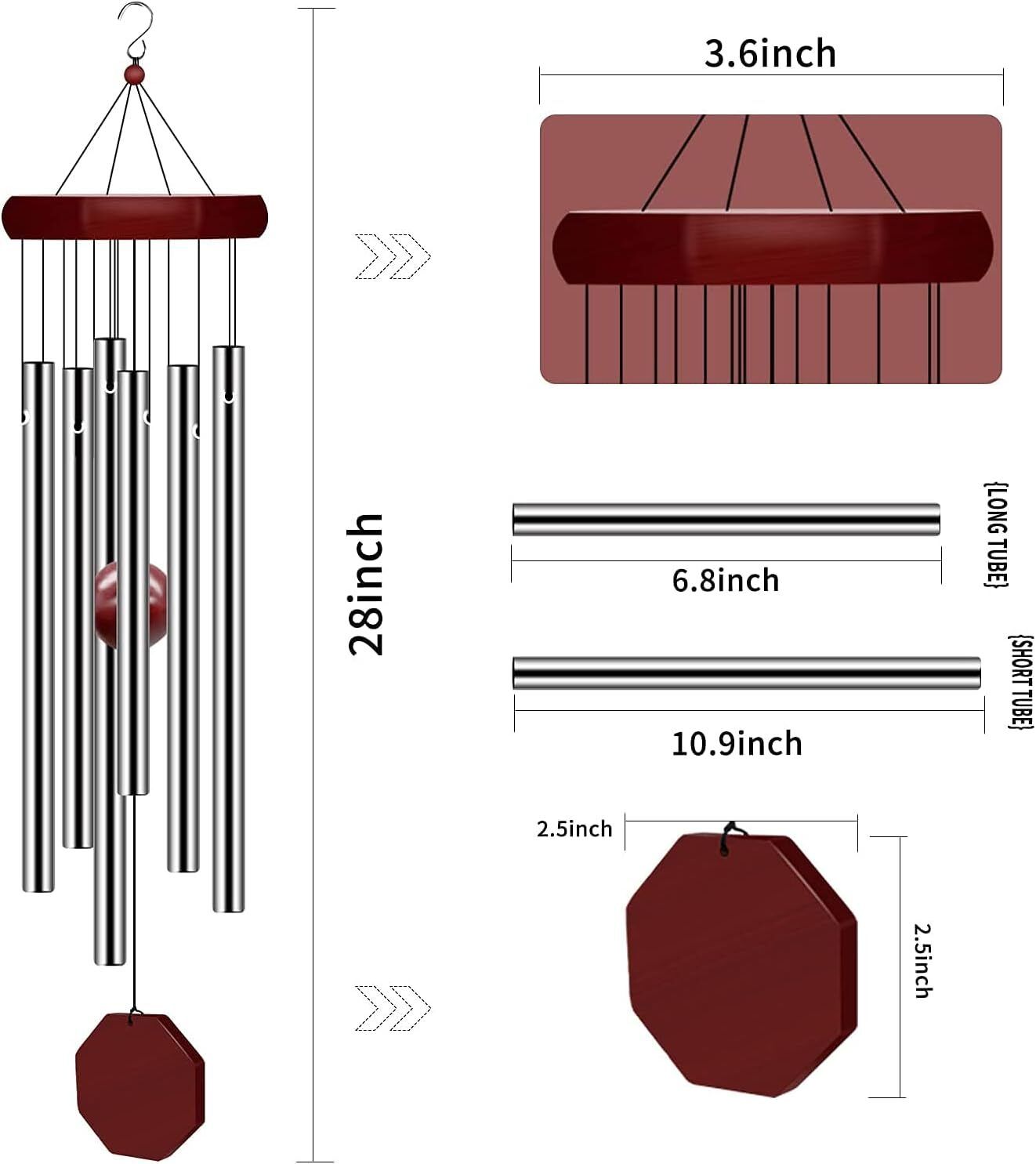 glerk Premium 6-Pipe Melodious Aluminium Wind Chime Aluminium Windchime Alto Glockenspiel-picture-22
