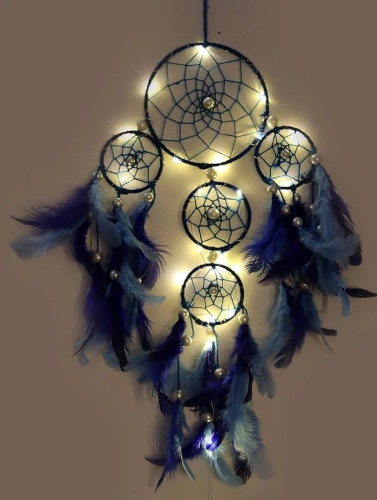 dhruvtar store Wall Hanging Handmade Wall Art for Bedrooms,office,Balcony,Outdoors,Garden Aluminium, Feather, Nylon, Plastic Dream Catcher-picture-10