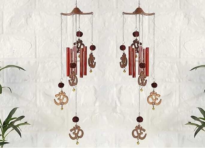 punchum 5om rudraksh Wall Hanging Windchime With Bell For Home Decor Plastic Aluminium Windchime-image-38