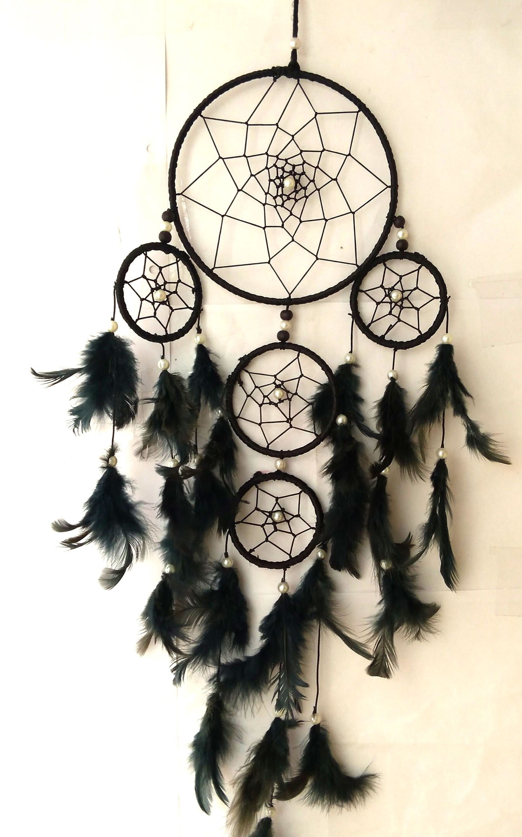 Dream Catcher Wall Hanging Soft Black Color Dream Catcher for Attractive Dream (6 inch ring) Wool Dream Catcher-image-2