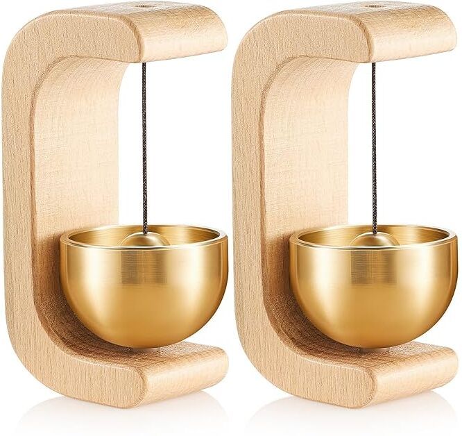 2 pack of wood door bell Wood, Brass Windchime-image-32