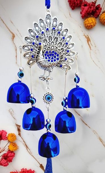 Peakok Evil Eye Hanging Metal House Entrance Door & Office Decor Bronze Windchime-image-13