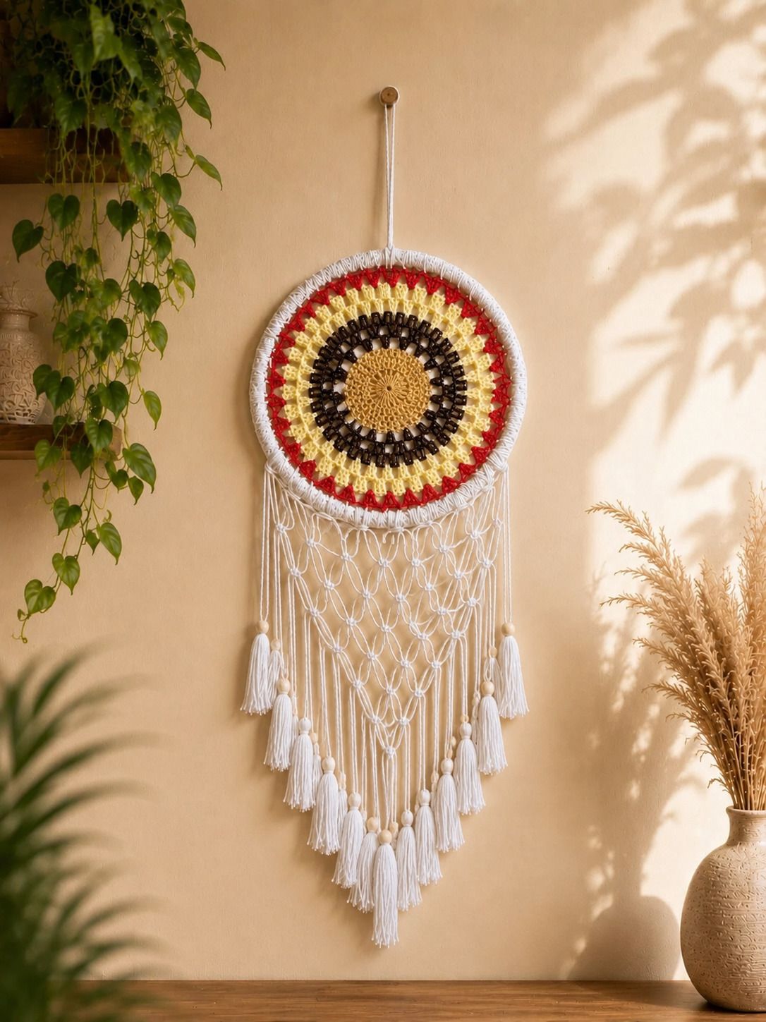 thincamxe Red Brown Mustard Cotton Dream Catcher-picture-10
