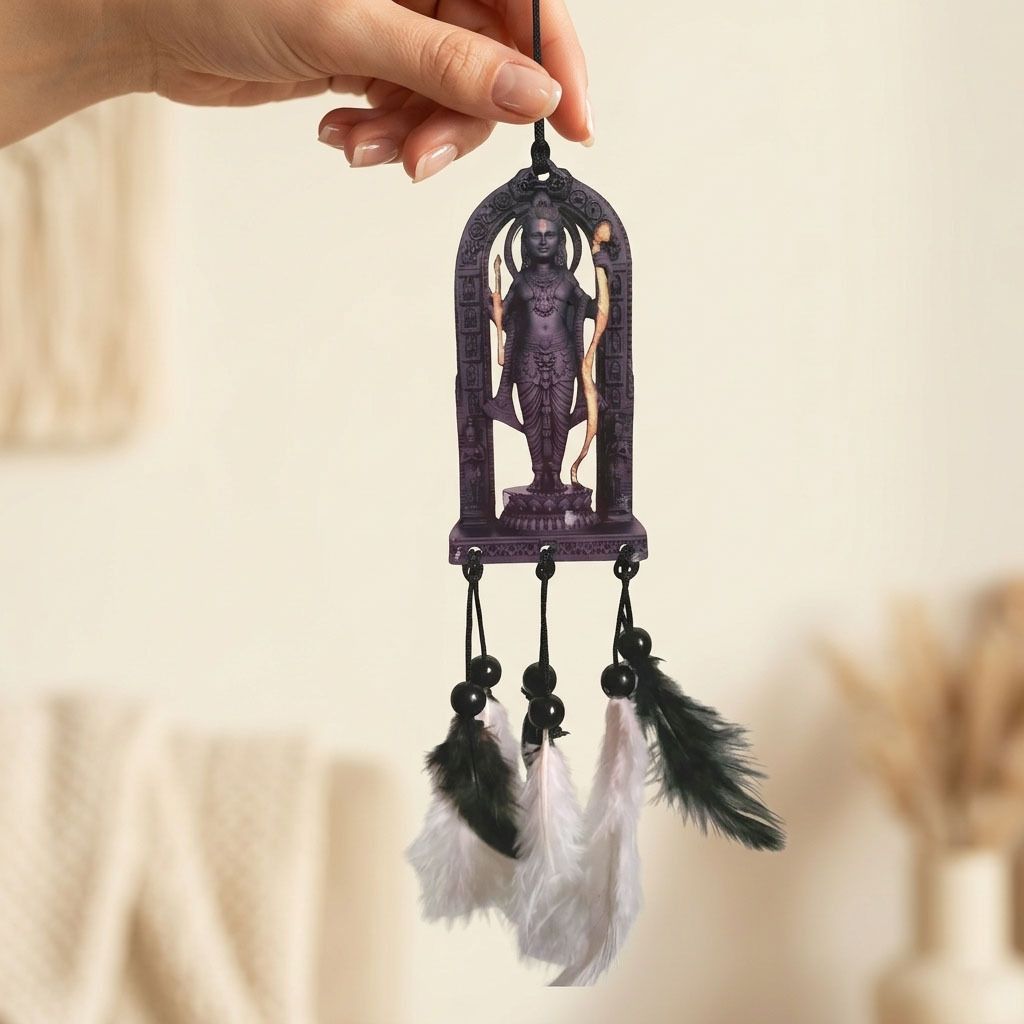 shrivarni creation Shri Ram Car Hanging Acrylic Rear View Mirror Spiritual Decor Plastic Dream Catcher-picture-32