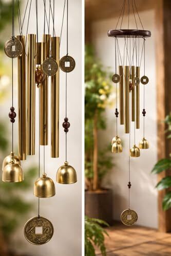 6 Tube Golden Wind Chime Brass Windchime-image-10