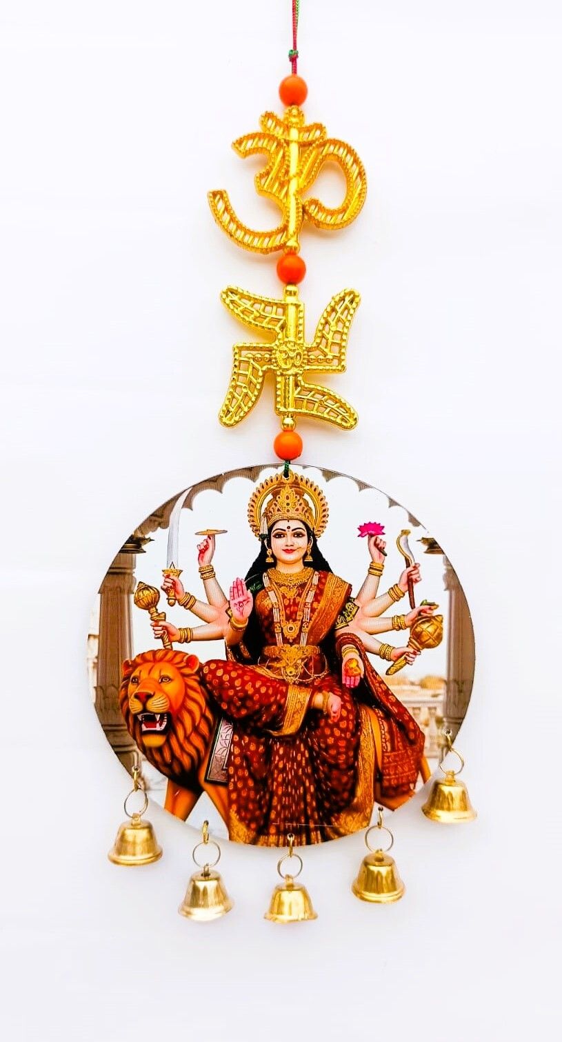 adhyans Jai Mata Di Mata Rani Durga Vaishnavi SherawalibJagdamba Bhagwati Wall Hanging Wood Windchime-picture-43