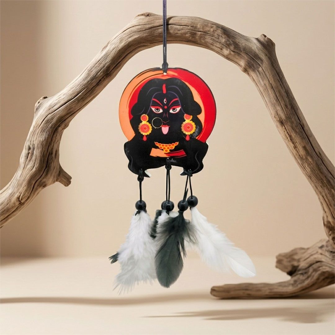 dikshacreation Mahakali Car Hanging Acrylic Rear View Mirror Spiritual Decor Plastic Dream Catcher-picture-17
