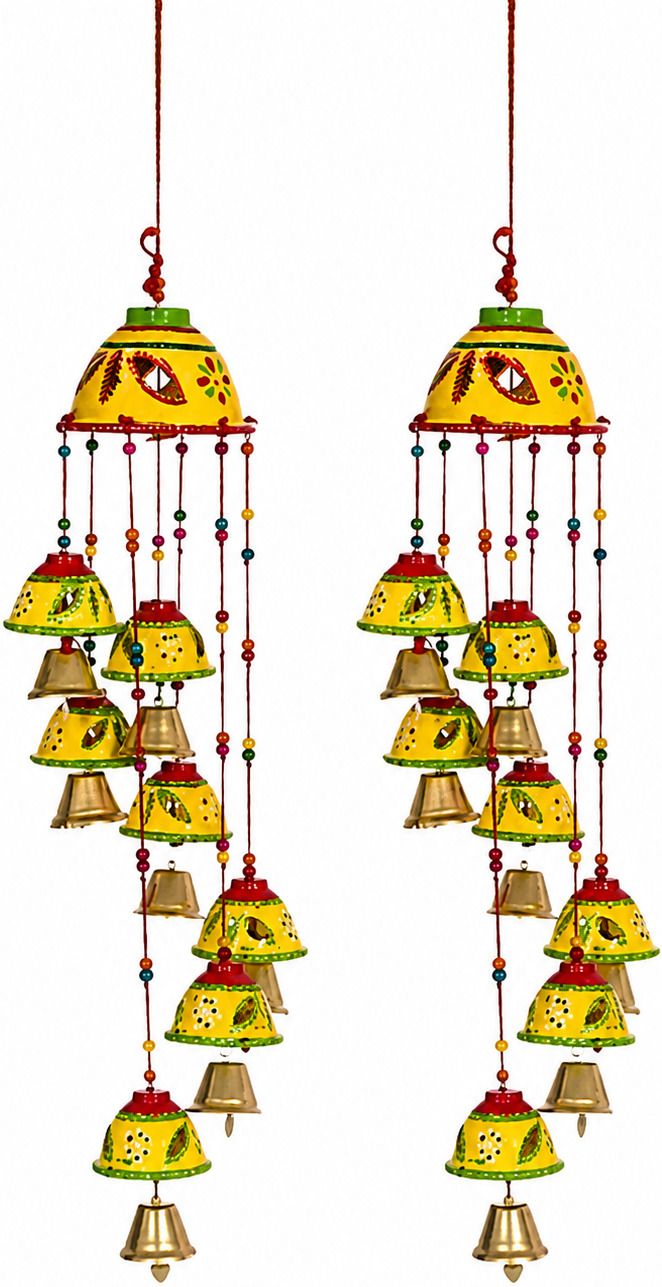 Handcraft Wooden Elephant Wind Chime With Brass Bell Plastic Windchime-image-1