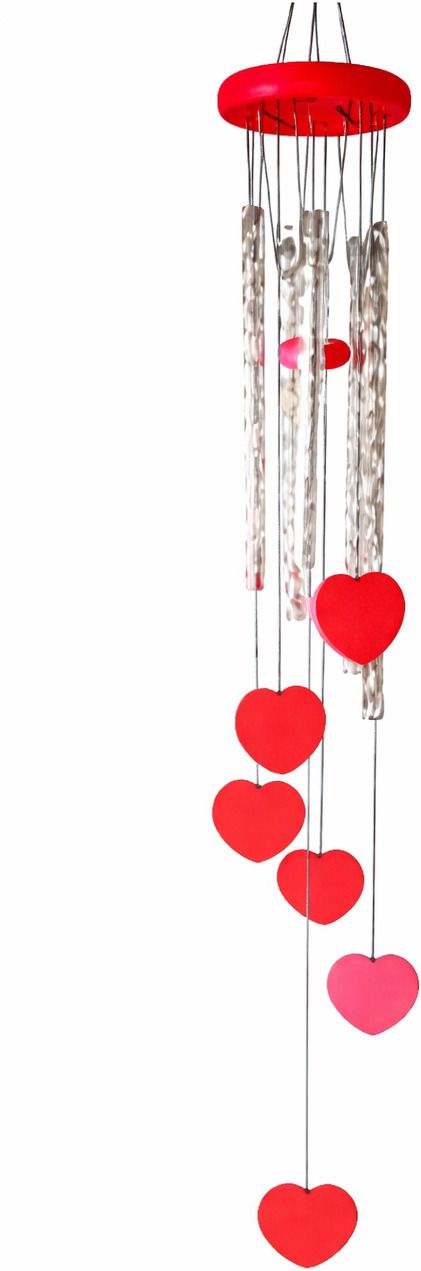 stuffinn Red Heart Wind Chime Hanging Decoration for Home, Balcony, Window & Garden Decor Aluminium, Wood Windchime-picture-20