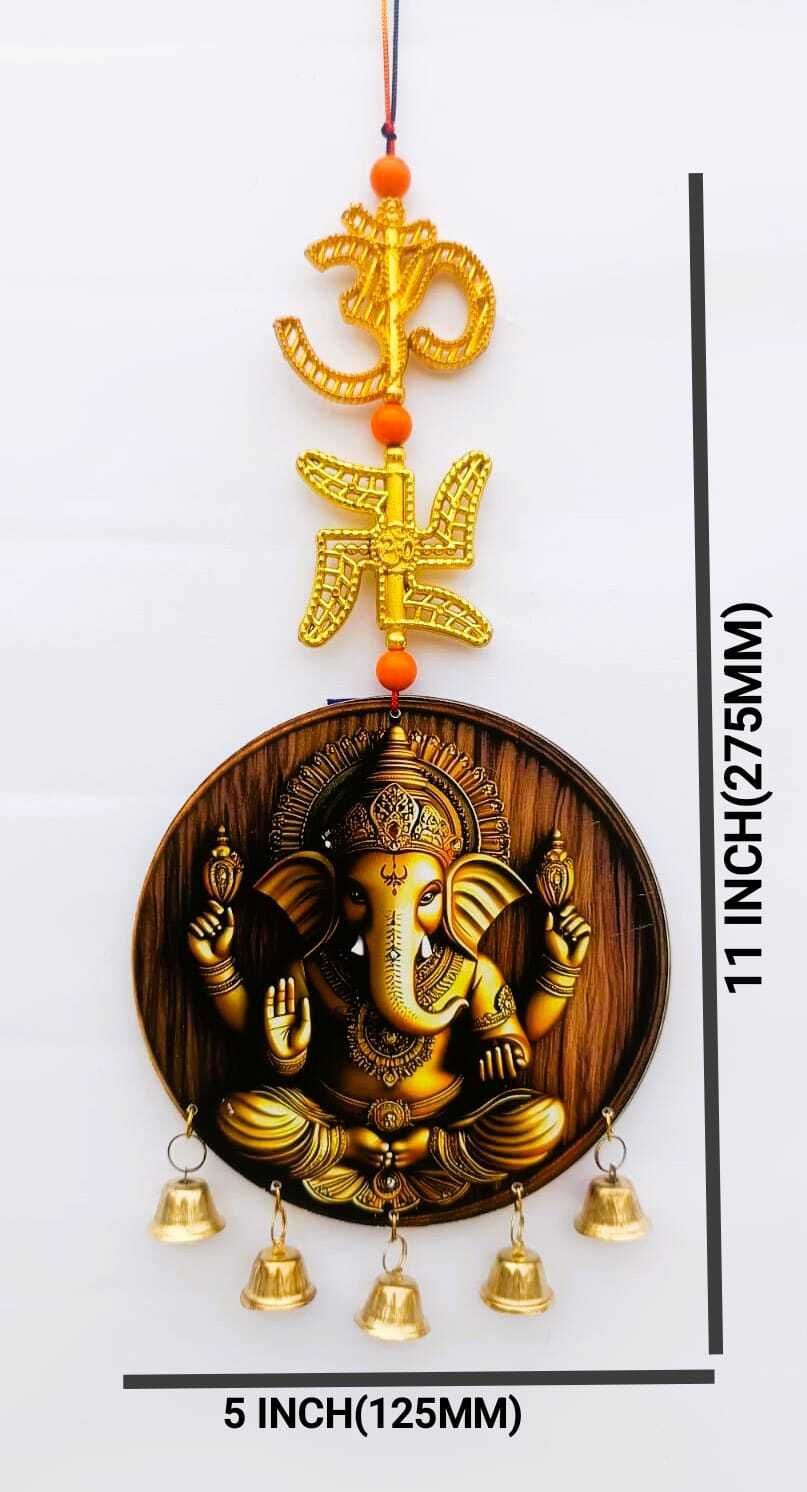 adhyans Sri Ganesh Vinayaka Gajanana Lambodara Vighnaharta Ekadanta Wall Hanging Wood Windchime-picture-32