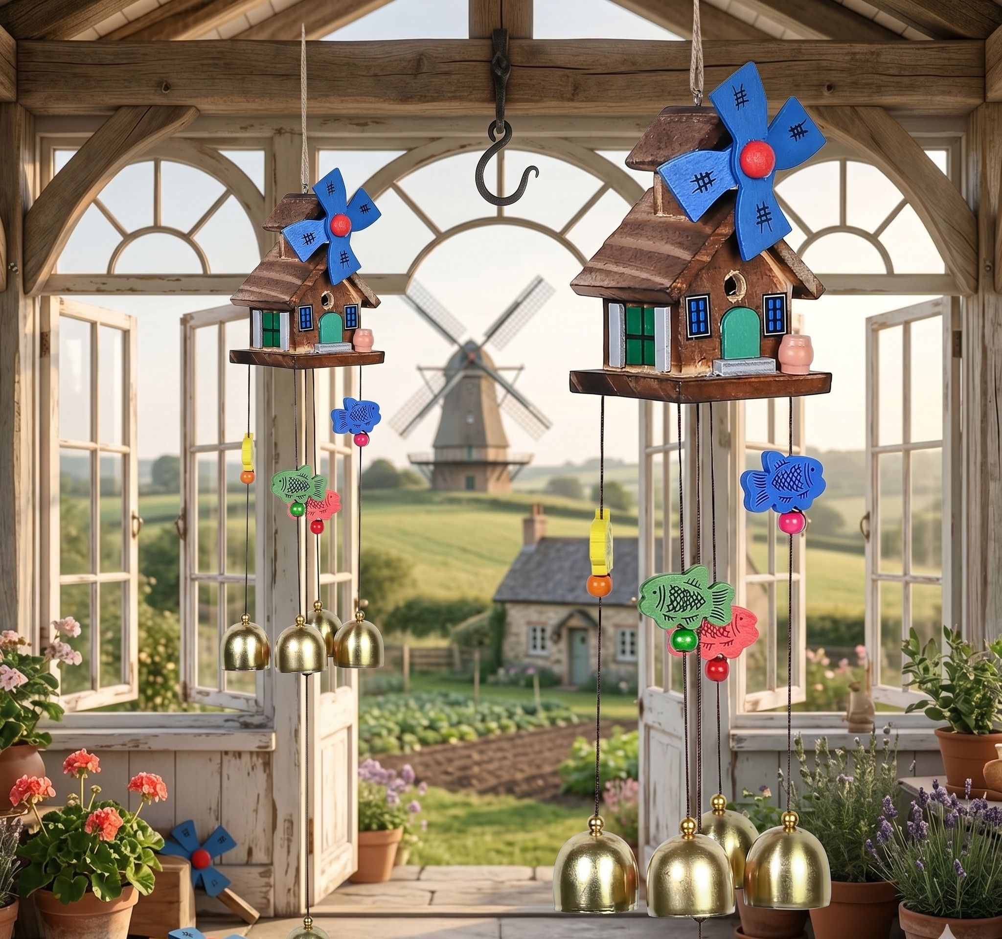 chidakash Home Decorative Feng shui- tibetan Wind Chime Aluminium, Wood, Brass Windchime-picture-16