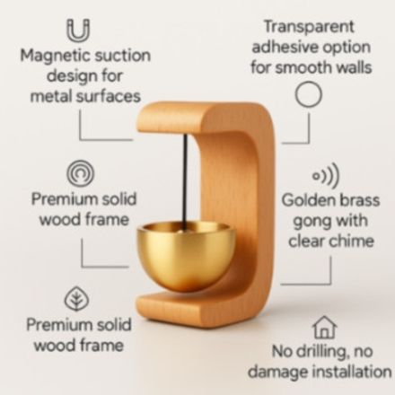 j and p trade and export Japanese-Style Wooden Doorbell Brass, Wood Windchime-picture-14