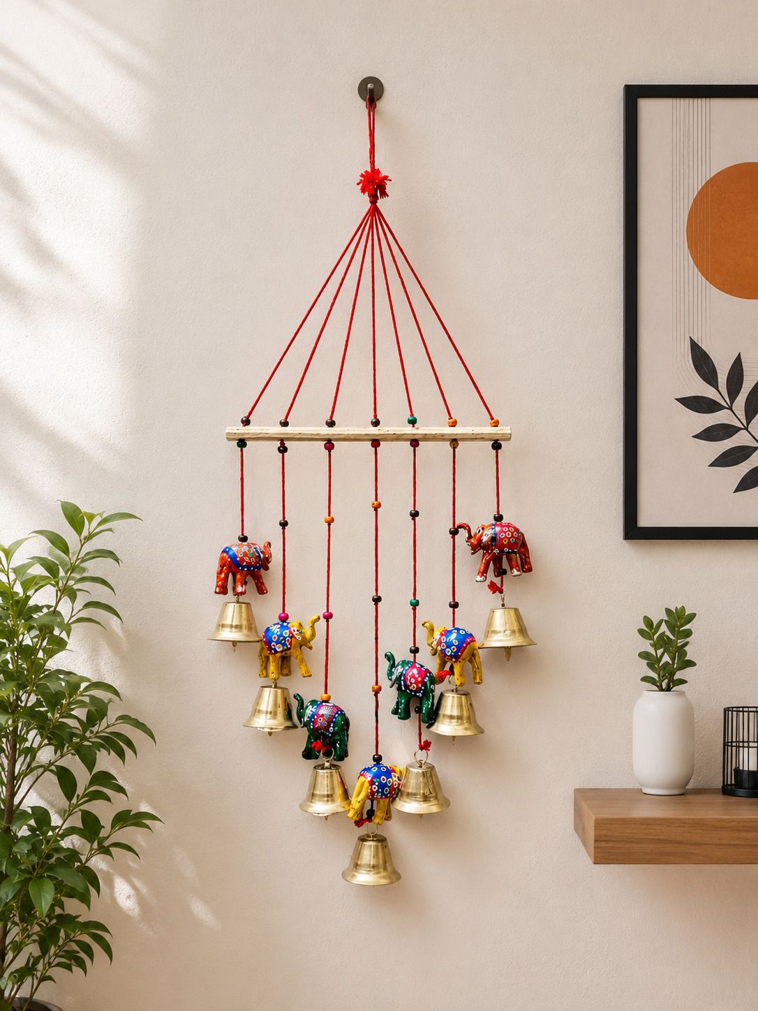 Handmade Elephant Wind Chime with Bells | Decorative Hanging for Home | Plastic Windchime-image-41