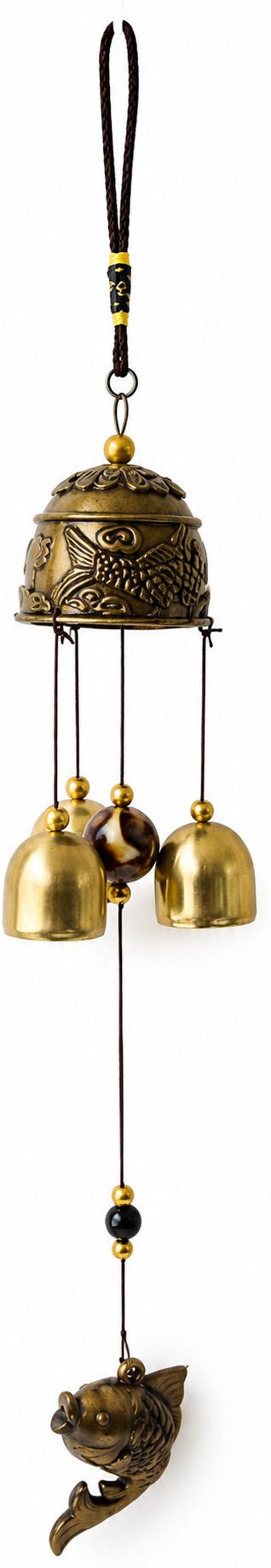 sasha es Traditional Brass Fish Wind Chime with 3 Bells | Feng Shui Hanging Decor Brass Windchime-picture-35