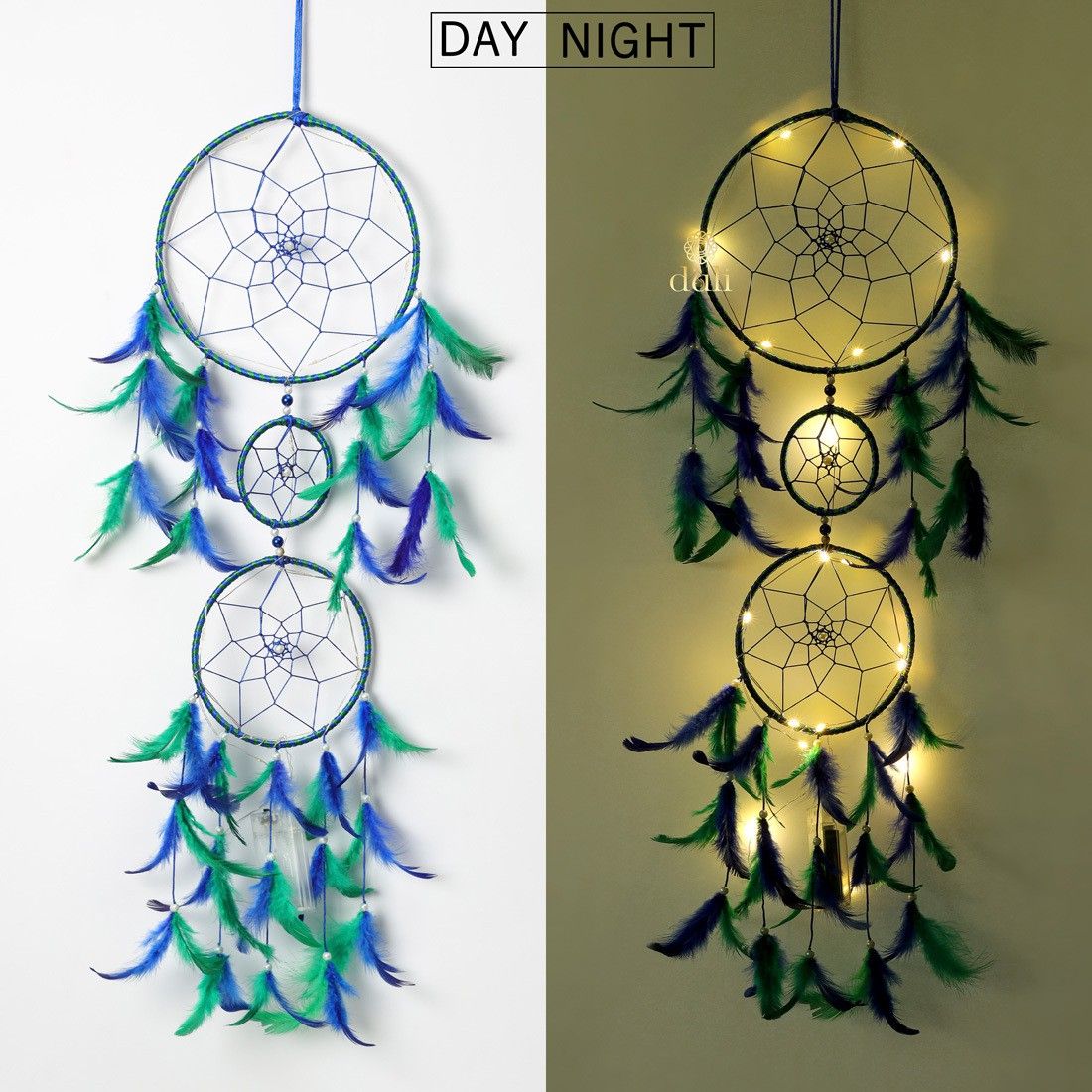 Dream catcher with Lights Wall Hanging for LivingRoom Bedroom Balcony Decoration Feather Dream Catcher