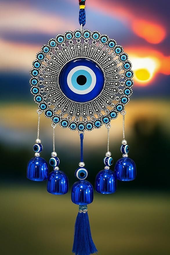 5 Bells Wind Chimes for Home Positive Energy, Evil Eye Hanging for Home Stainless Steel Windchime-image-48