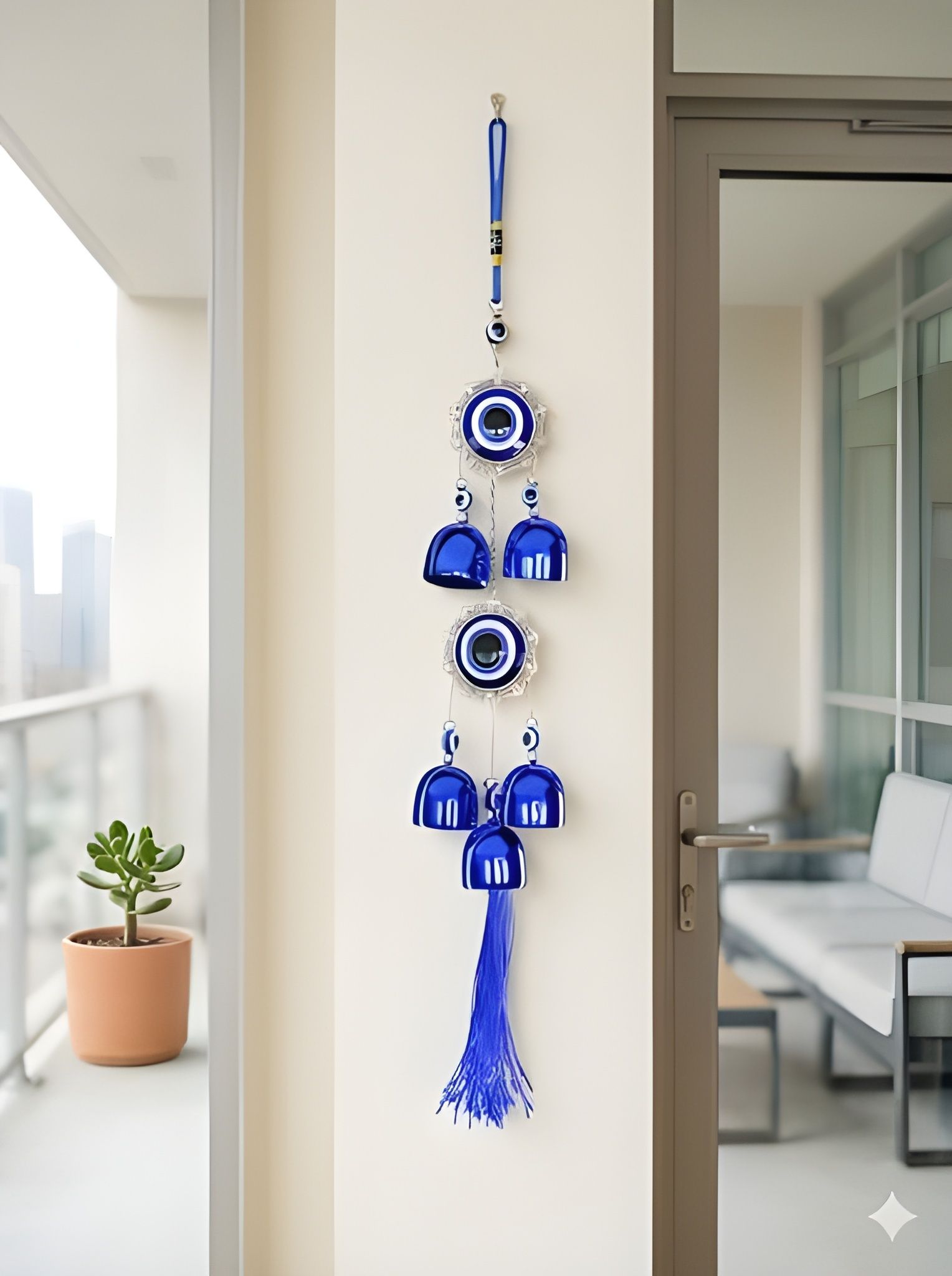ppselects Evil Eye Wind Chime Hanging for Home Decor Vastu Protection Aluminium Dream Catcher-picture-32