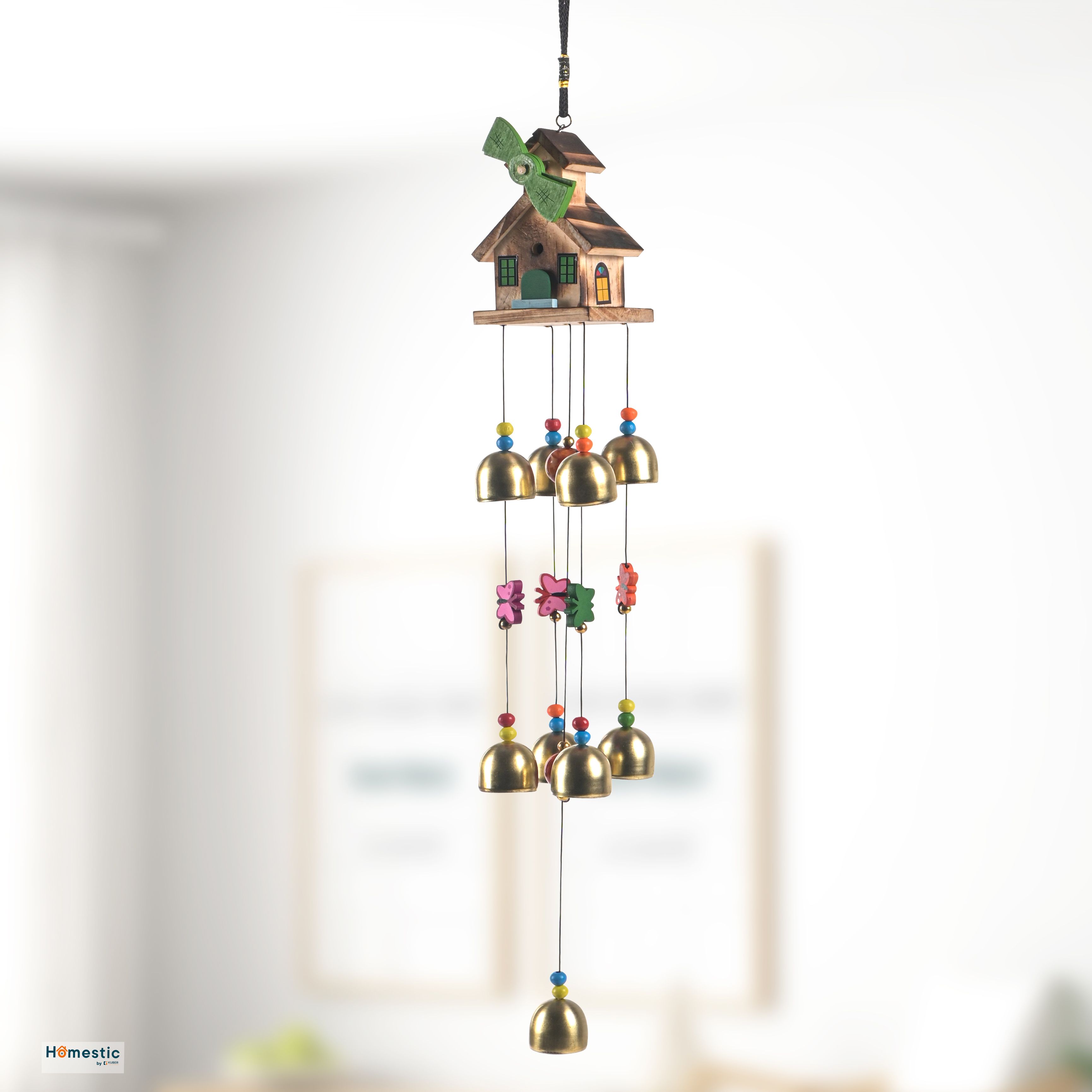 homestic Feng Shui Wind Chimes for Balcony, Living Room and Bedroom | Golden Wood Windchime-picture-22