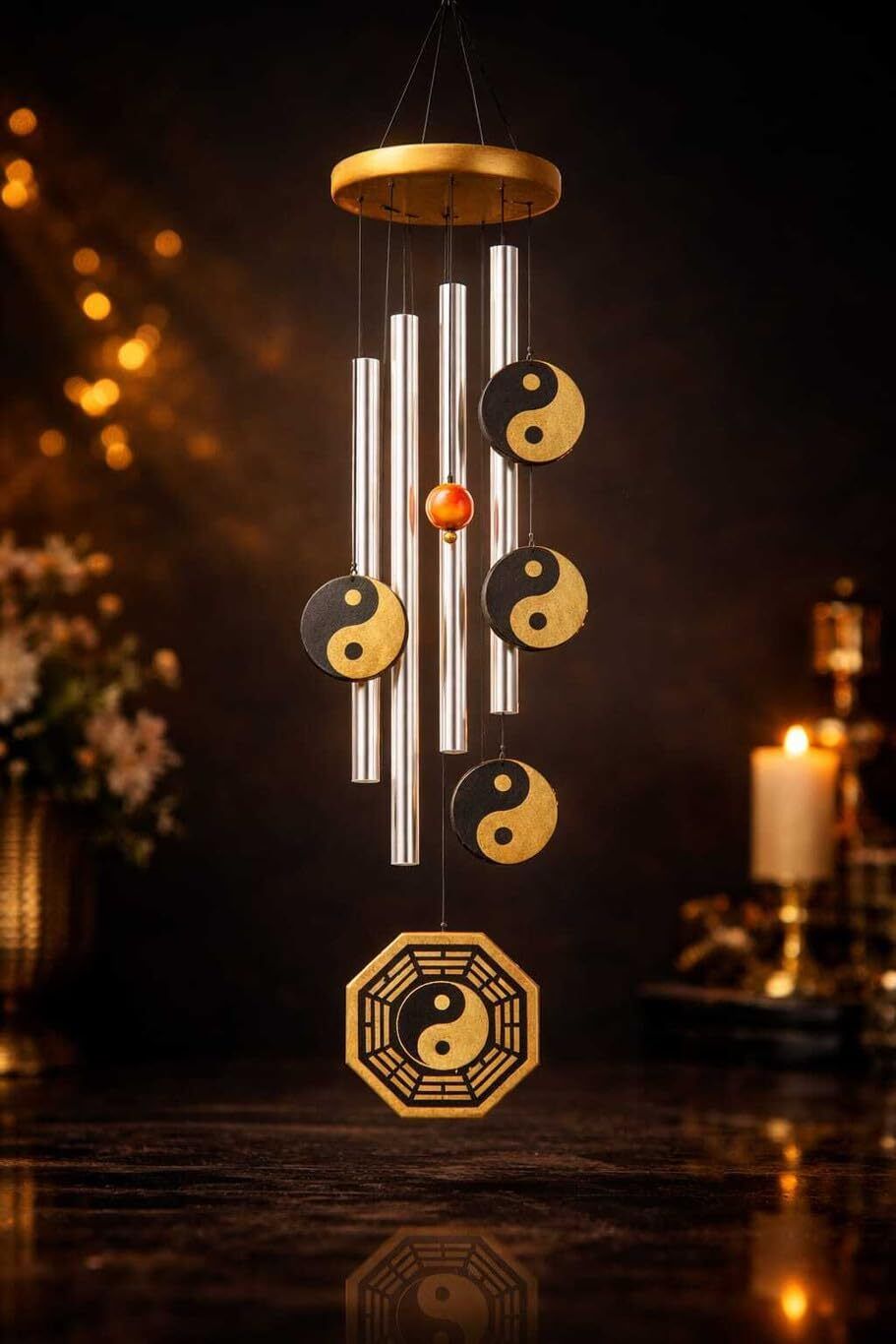 D.B.Z. Feng Shui Yin Yang Metal Wind Chime Decorative Hanging for Home, Aluminium Windchime-image-24