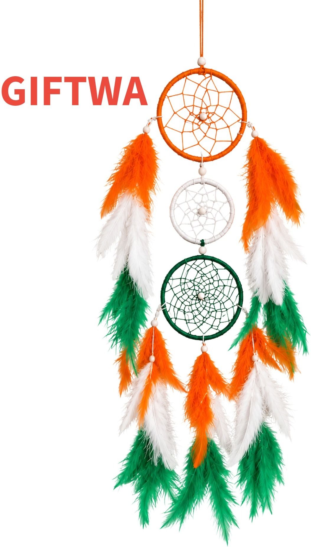 giftwa Tricolor Feather Dreamcatcher for Bedroom, Living Room, Nursery & Car Decor Stainless Steel, Feather Dream Catcher-picture-16