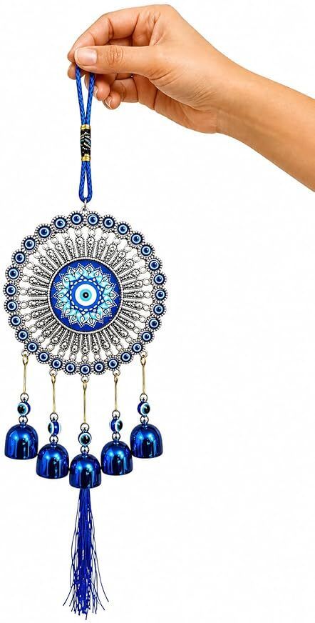 trendyy Premium Metal Evil Eye Wall Hanging |Nazar Battu with 5 Blue For Home & Office Iron Dream Catcher-picture-38