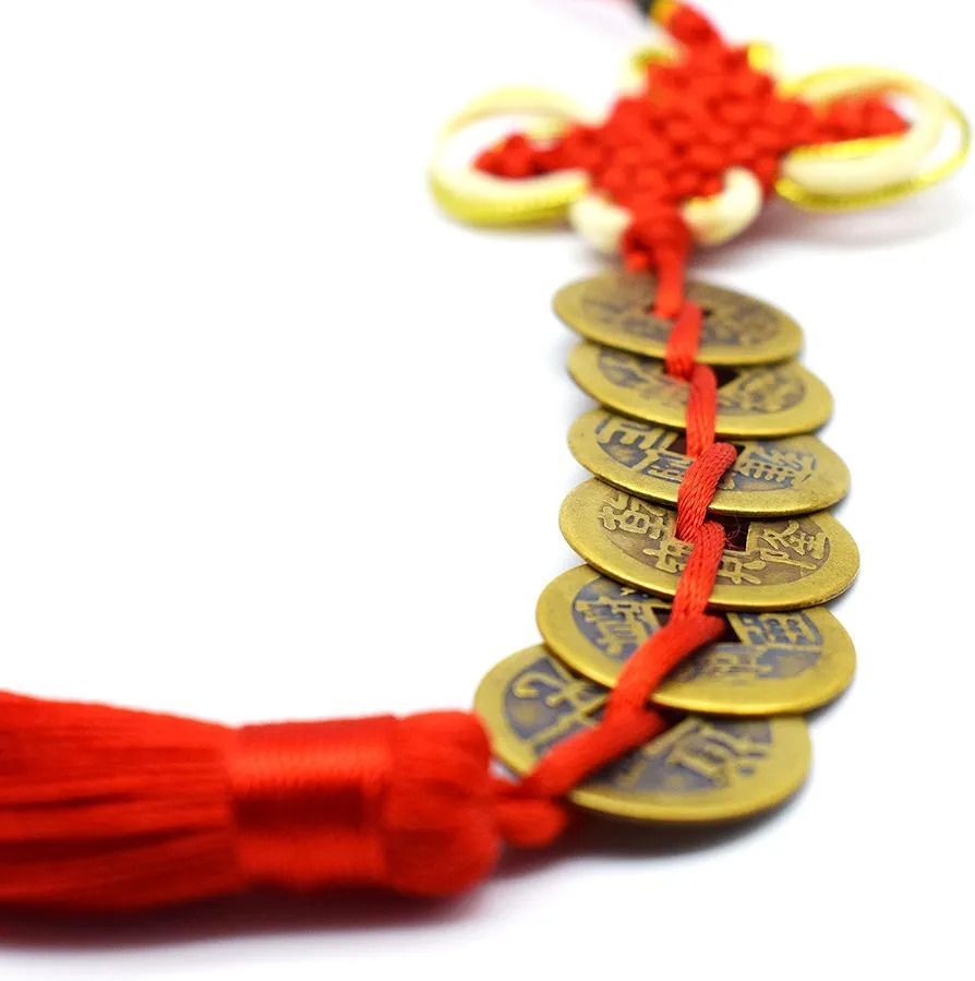 6 Coins Red Chinese Knot Copper Aluminium Windchime-image-14