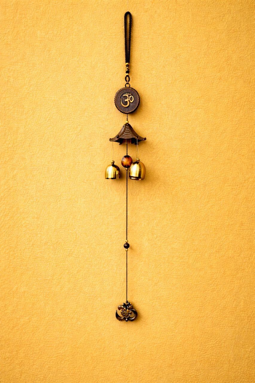 Om Wall Hanging Wind Chime with Bells | Vastu Spiritual Home Décor Iron Windchime-image-45