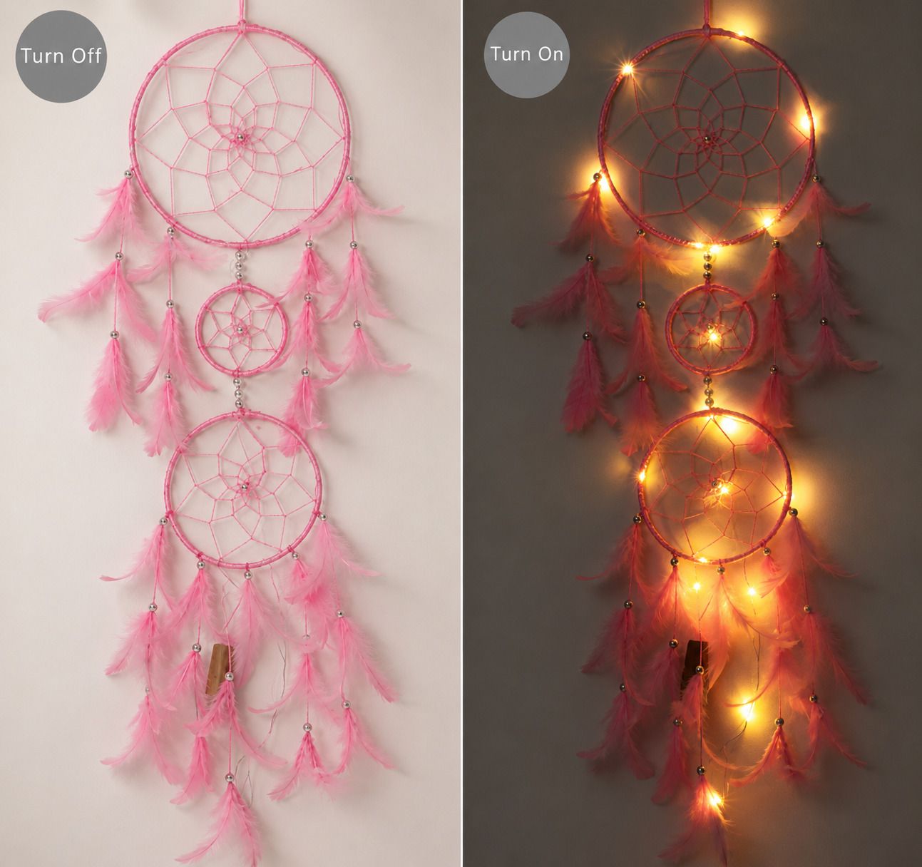 Dream Catcher with Lights,Wall Hangings,Crafts, Home Décor, Handmade for Bedroom Feather Dream Catcher-image-44