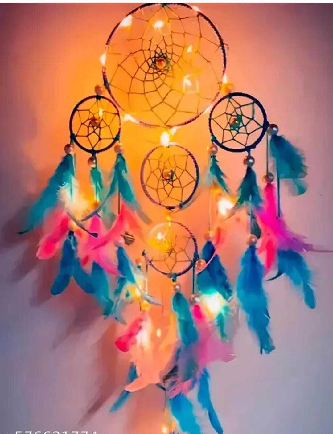 nahida Dreamcatcher with Colorful Feathers and Warm Fairy Lights Feather Dream Catcher-picture-27