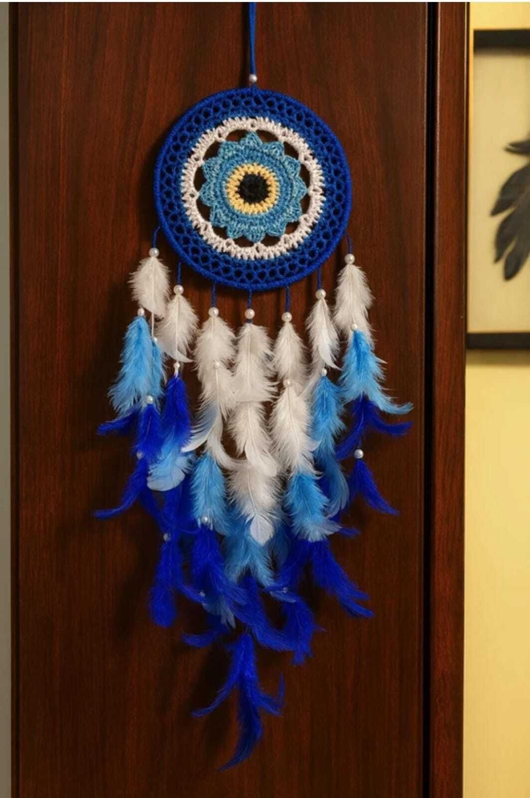 nahida Blue Dream Catcher Wall Hanging Feather Windchime-picture-30