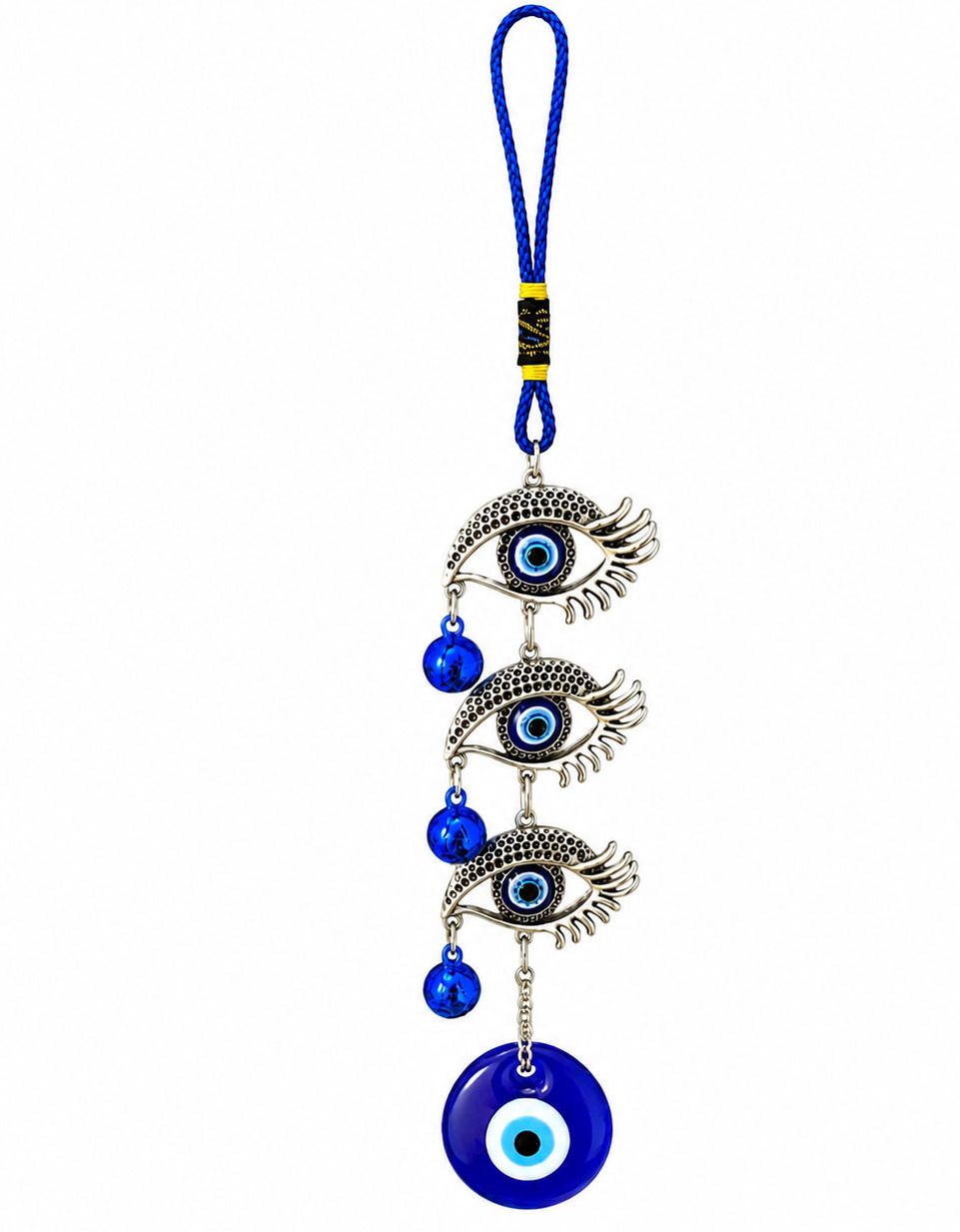 butee Blue Evil Eye Car Hanging Lucky Charm for Home Office Shop Decor Copper Windchime-picture-39