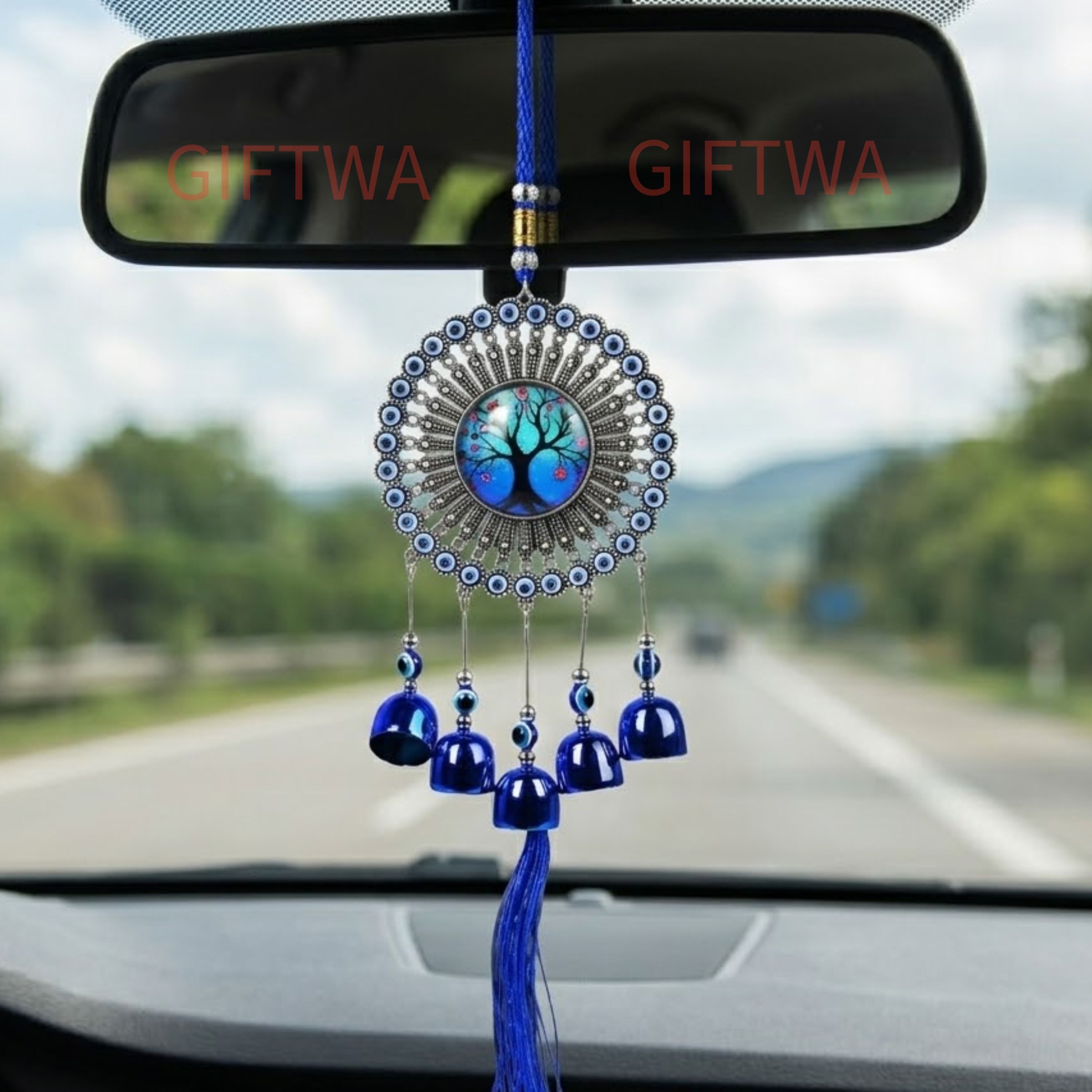 giftwa Evil Eye Wind Chime | Decorative Hanging Bells for Balcony, Living Room Brass Windchime-picture-15