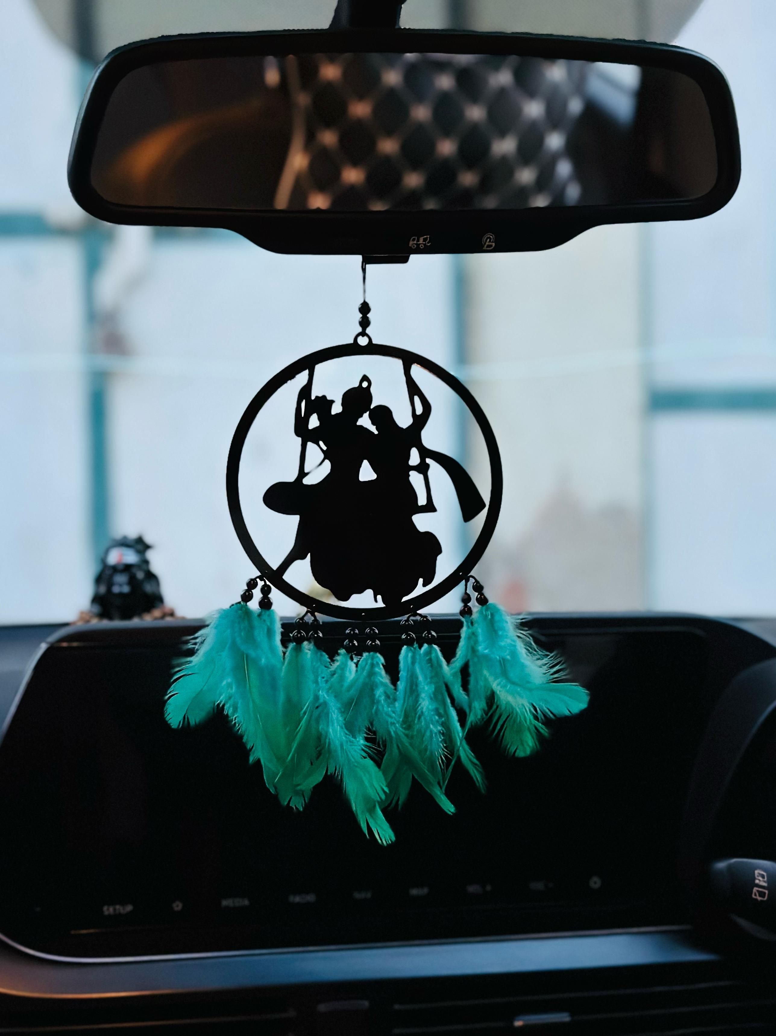 Radha Krishna Dream Catcher Car Ornament | Dream Catcher for Positive Energy. Feather, Plastic Dream Catcher-image-15