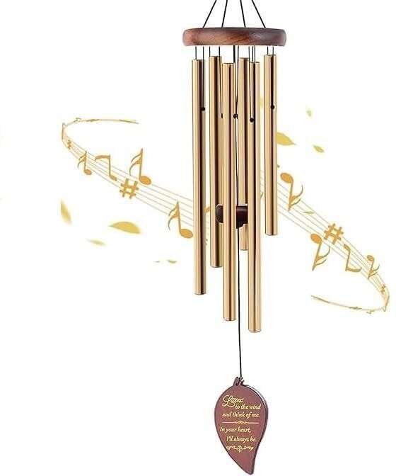 6 Tube Golden Metal Wind Chime for Home, Balcony & Garden Decoration Aluminium Windchime-image-16