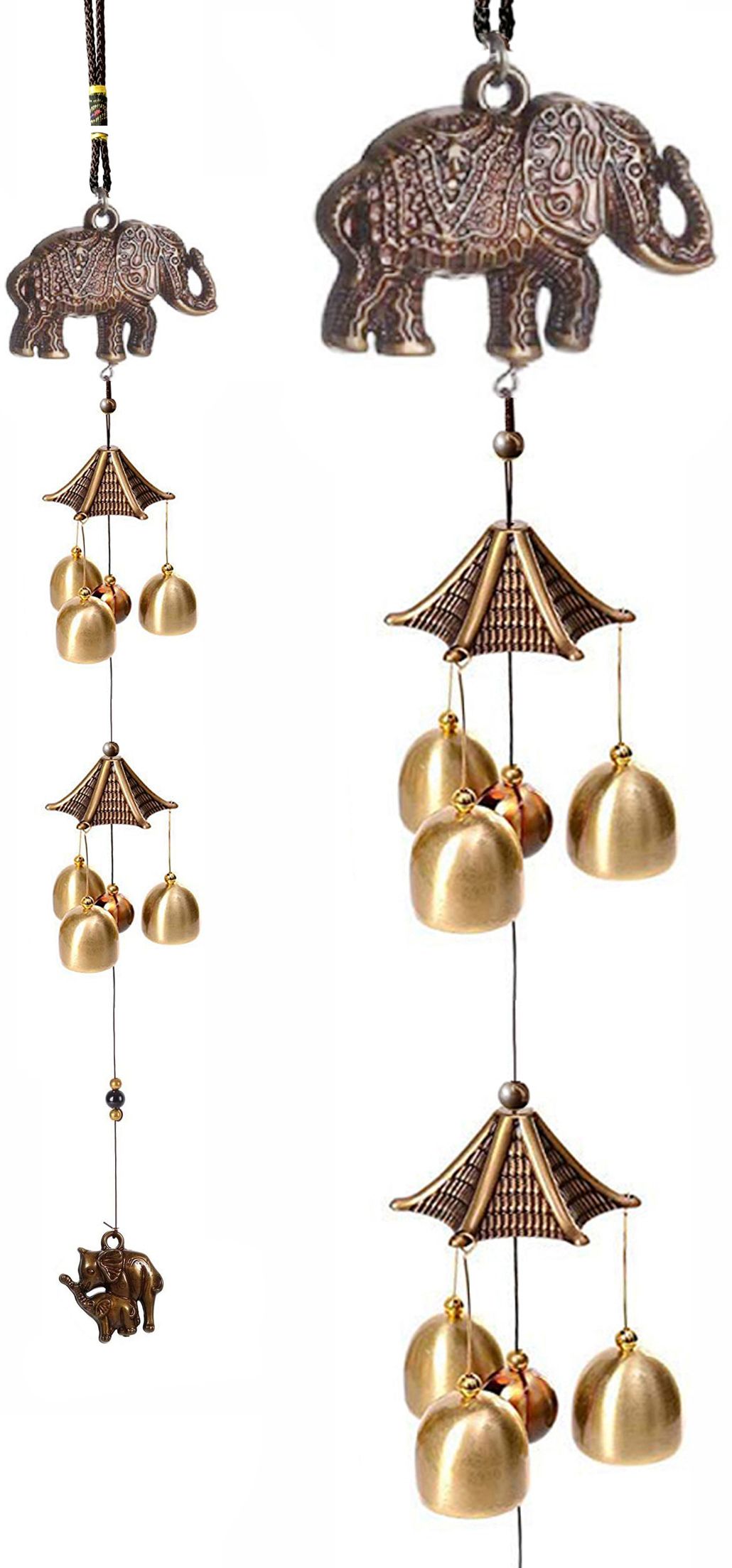 6 Bell Feng Shui Positive Energy Wind Chimes for Home Decoration with Good Sound Brass, Plastic Windchime-image-37