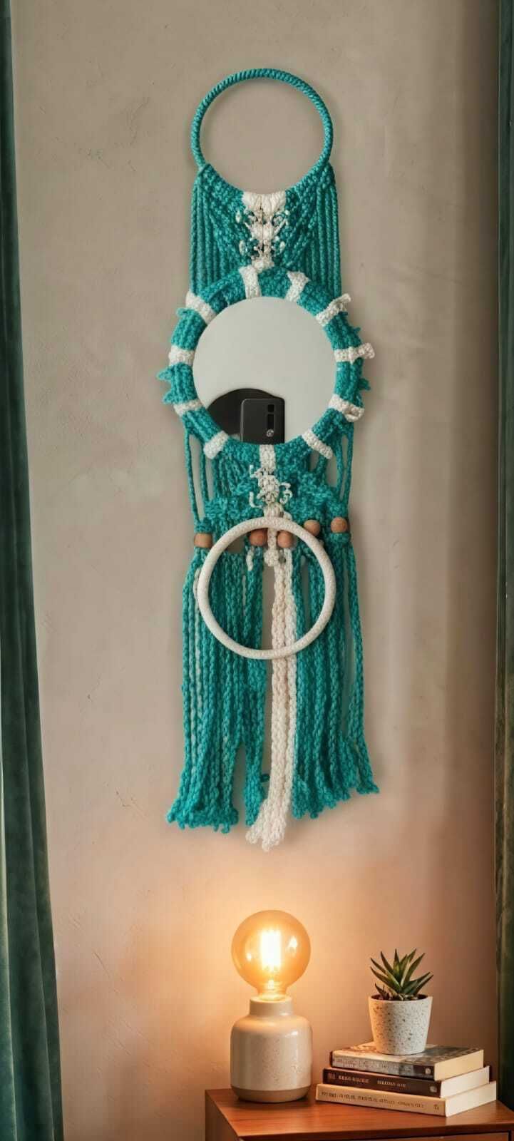 hanumant enterprise Macrame Heart Photo Frame Wall Hanging Wool Windchime-picture-22